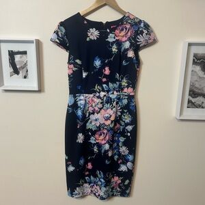 Maggy London Floral Dress Cap Sleeve